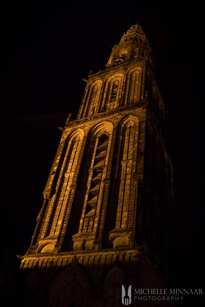 A tall gold steeple