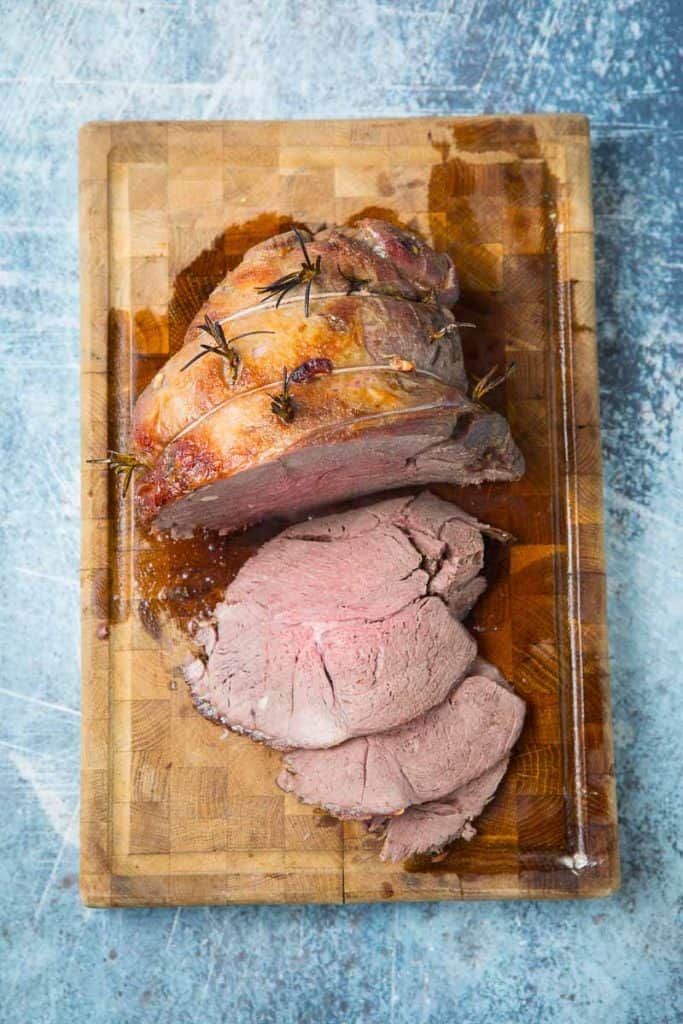 Slices of venison of cutting board