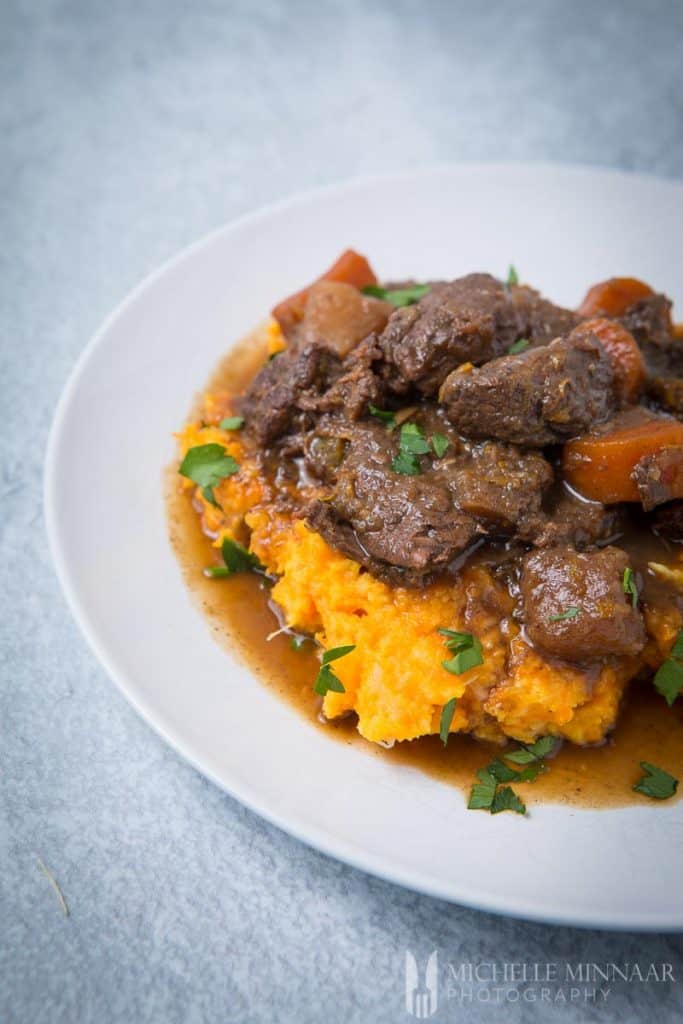 A close up of venison stew