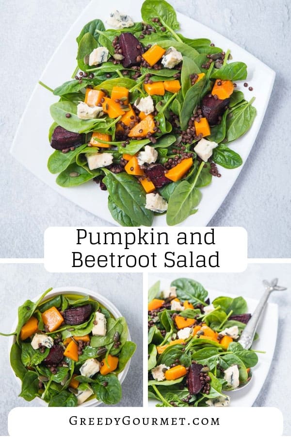 Learn how to make a simple yet sophisticated pumpkin and beetroot salad with blue cheese and lentils. Works best when you roast the pumpkin and beetroot