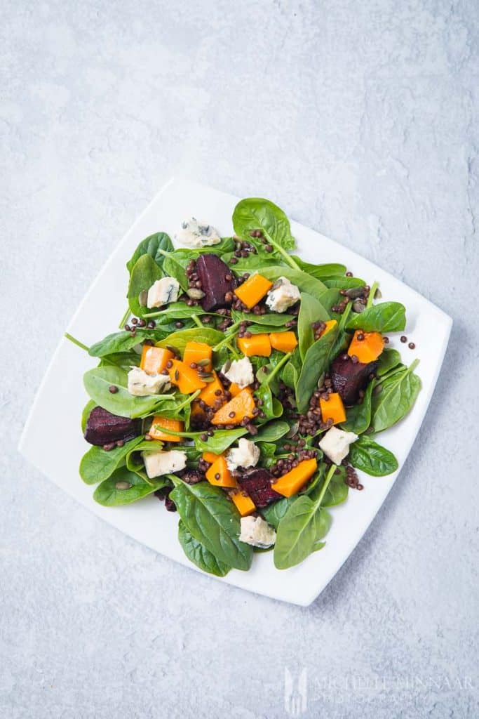 A pumpkin and beetroot salad