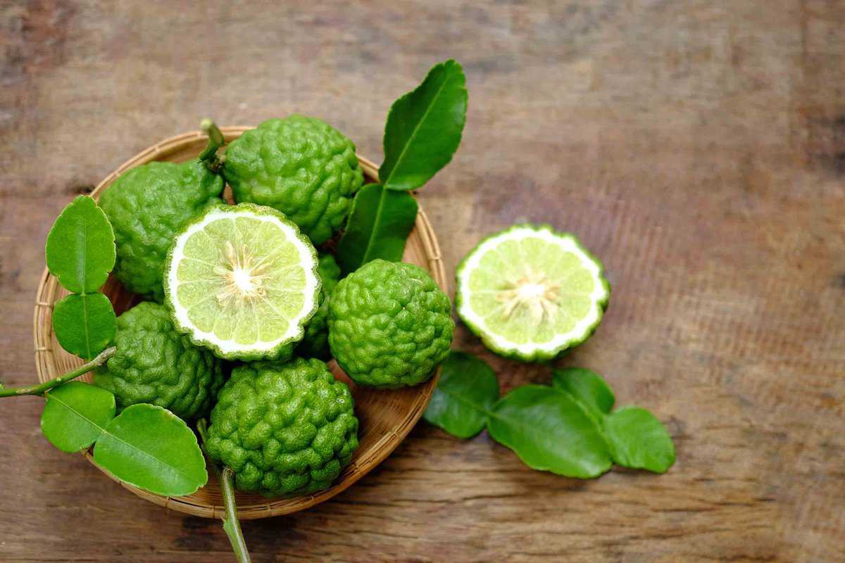 Two cut kaffir limes 