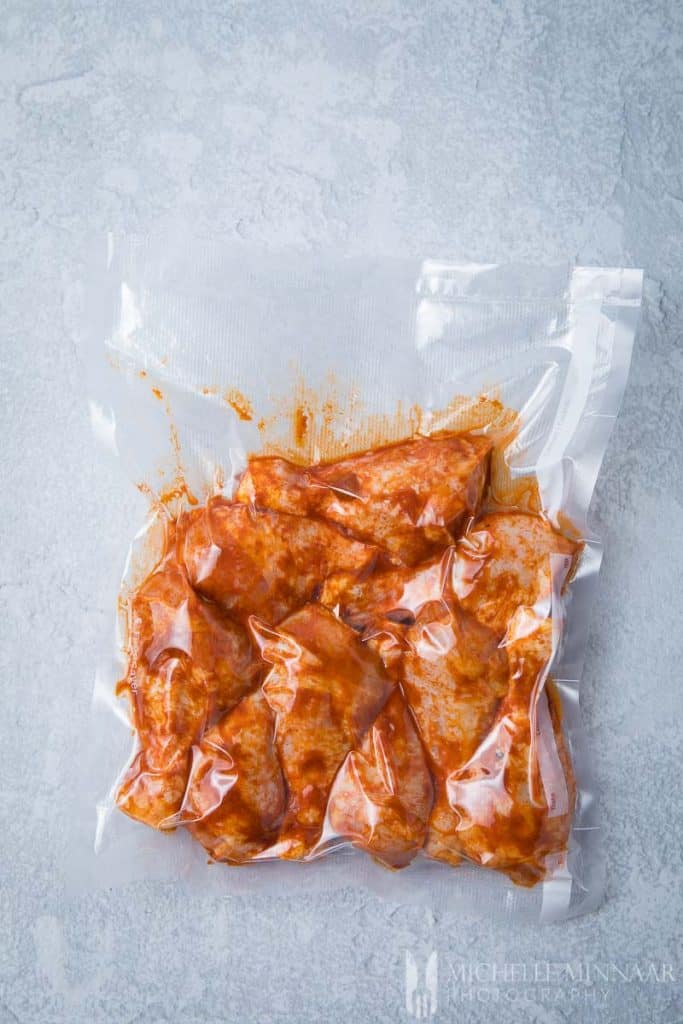 Sealed Marinated Chicken in a plastic bag 