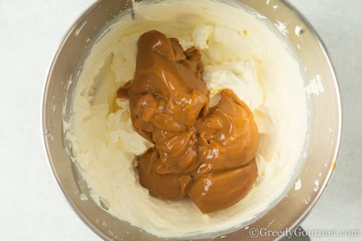 add caramel to whipped cream. 