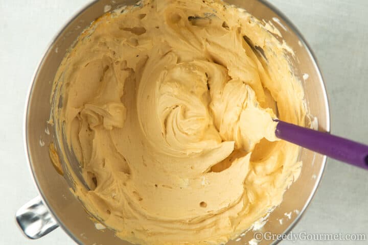 mixing caramel filling.