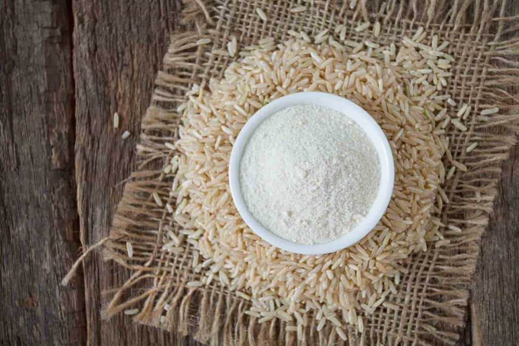 White rice flour and rice