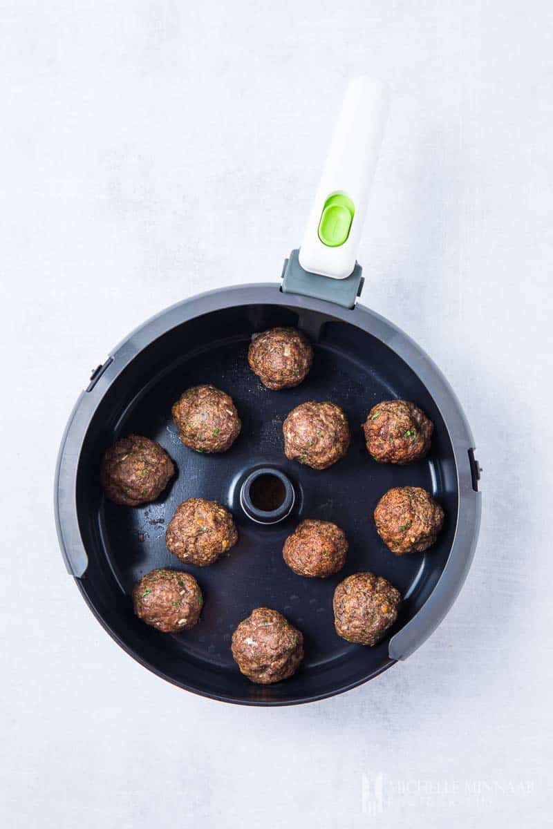 Browned meatballs in the air fryer