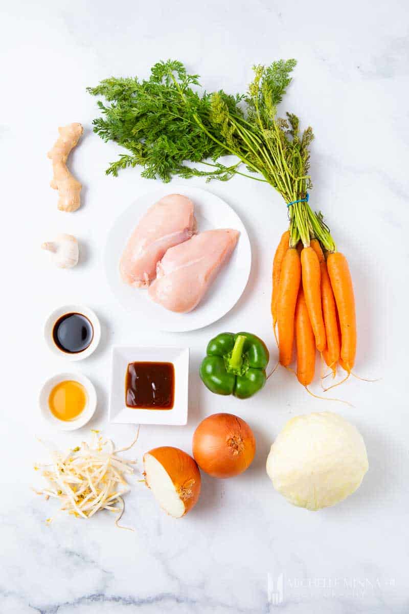 Ingredients to make yasai itame