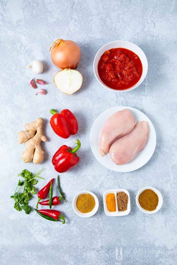 Ingredients to make Chicken Jalfrezi
