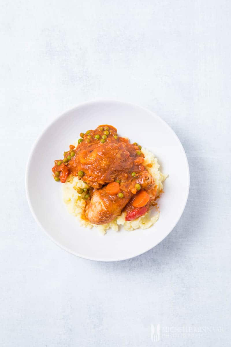 A plate of chicken caldereta