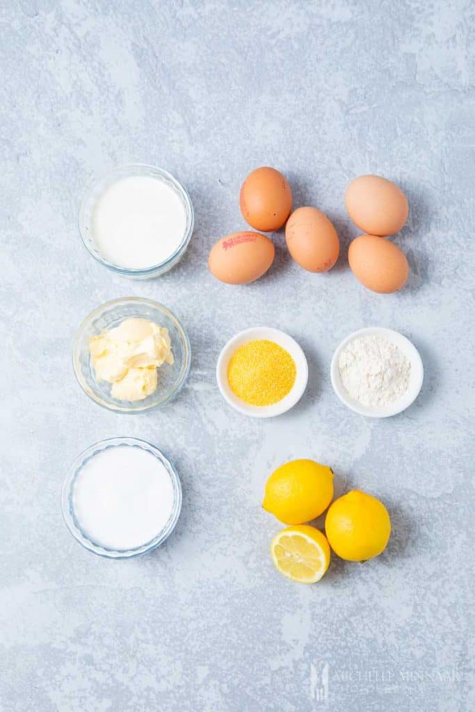 Ingredients to make lemon chess pie