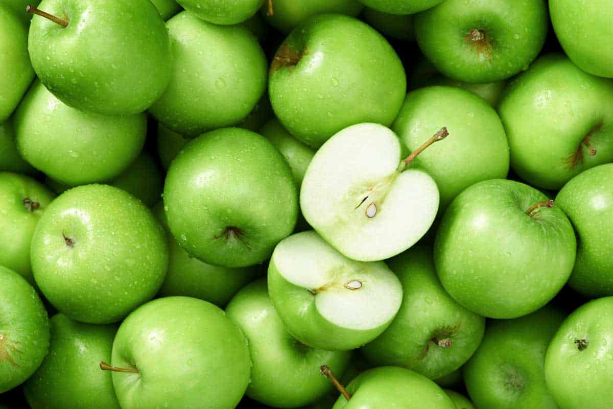 A bunch of green apples.