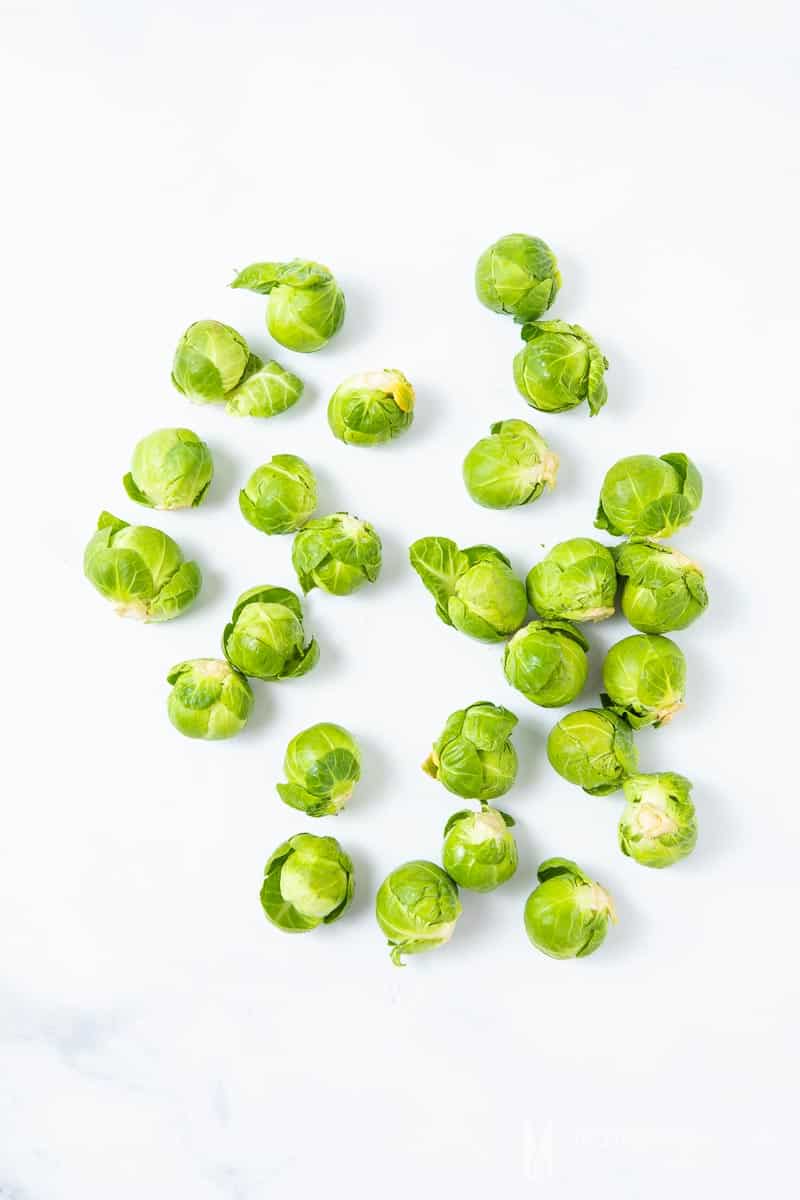 Green Raw Brussels Sprouts on a counter
