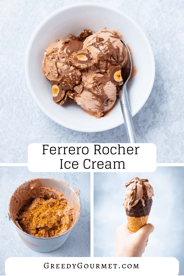 A bowl of ferrero rocher ice cream