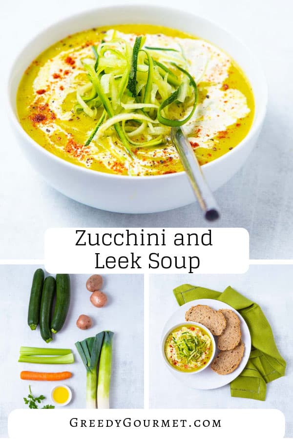 A bowl of zucchini and leek soup