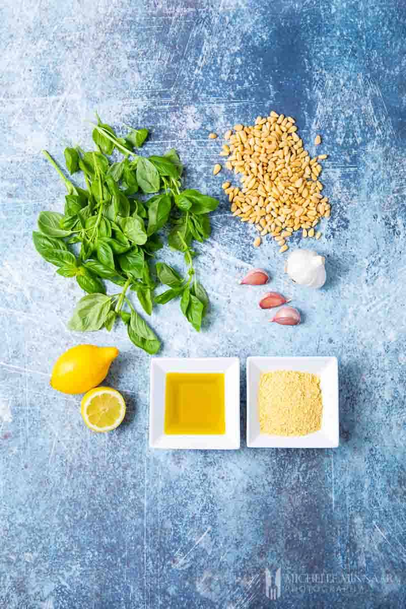 Ingredients to make dairy free pesto