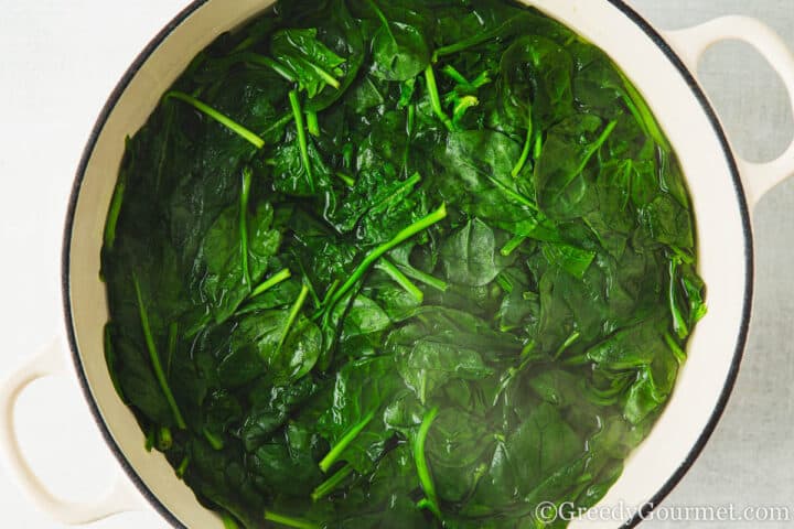 blanched spinach.