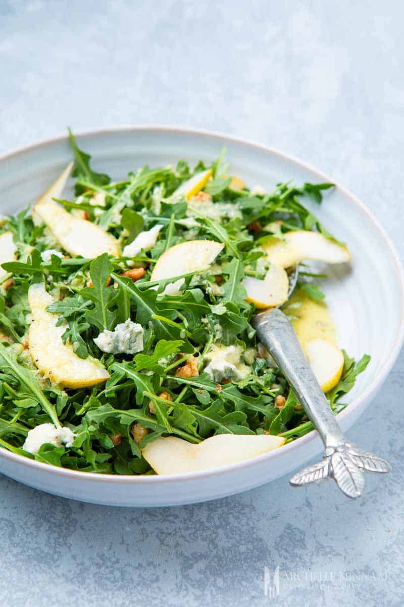 A pear and rocket salad