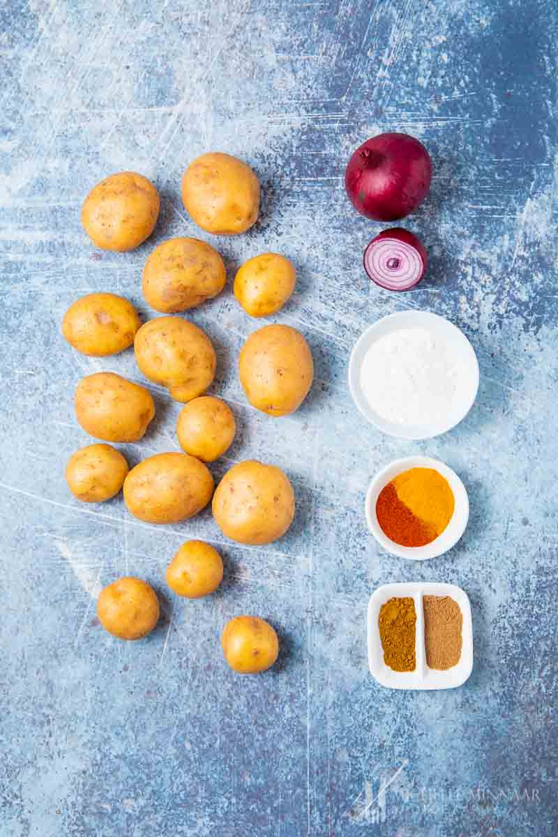 Ingredients to make potato bhajis