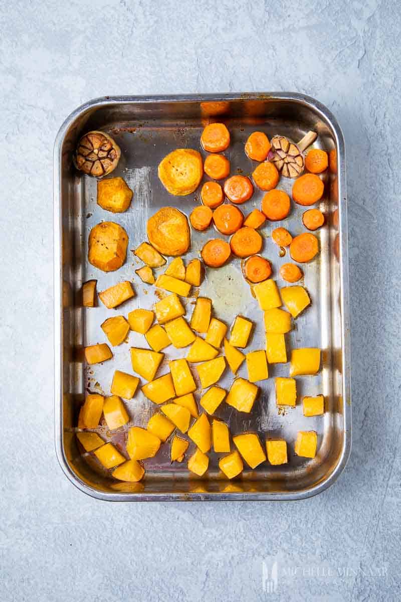 Vegetables in a pan roasting