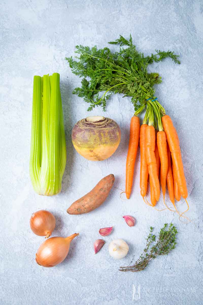 Ingredients to make swede soup