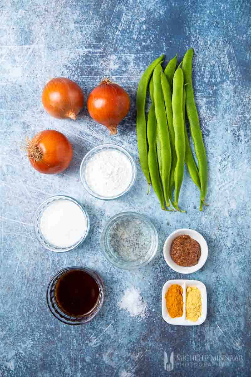 Ingredients to make runner bean chutney