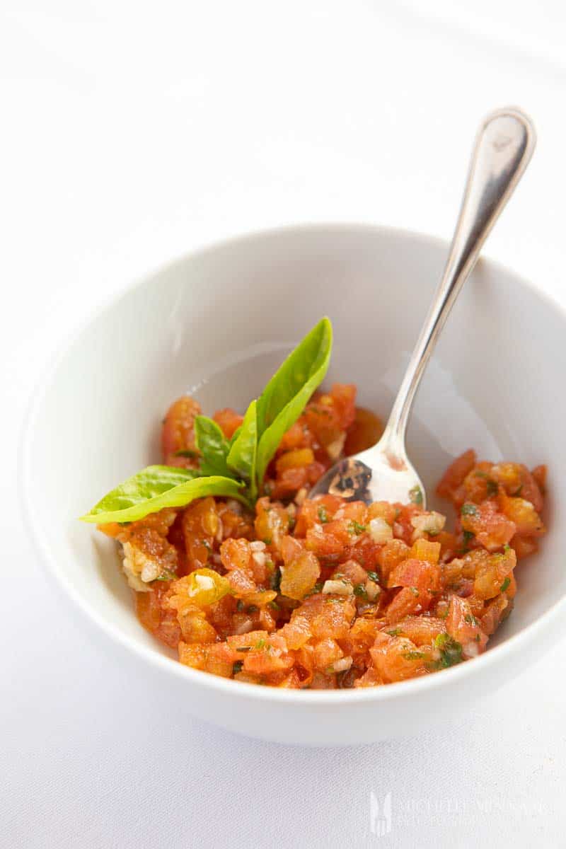 A bowl of sauce vierge