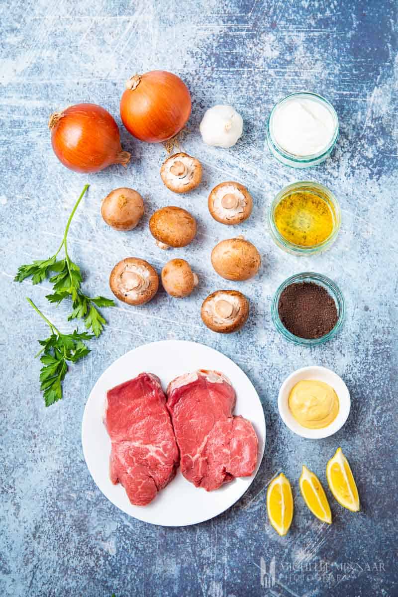 Ingredients to make slimming world beef stroganoff