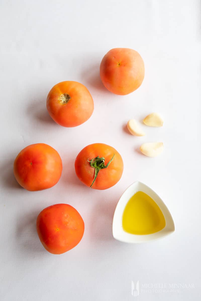 Tomatoes and Olive oil and garlic 