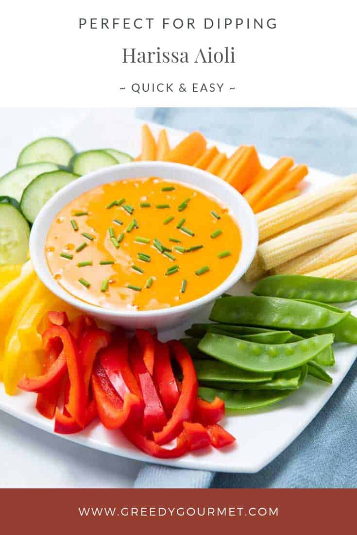 Orange harissa aioli and cut vegetables 