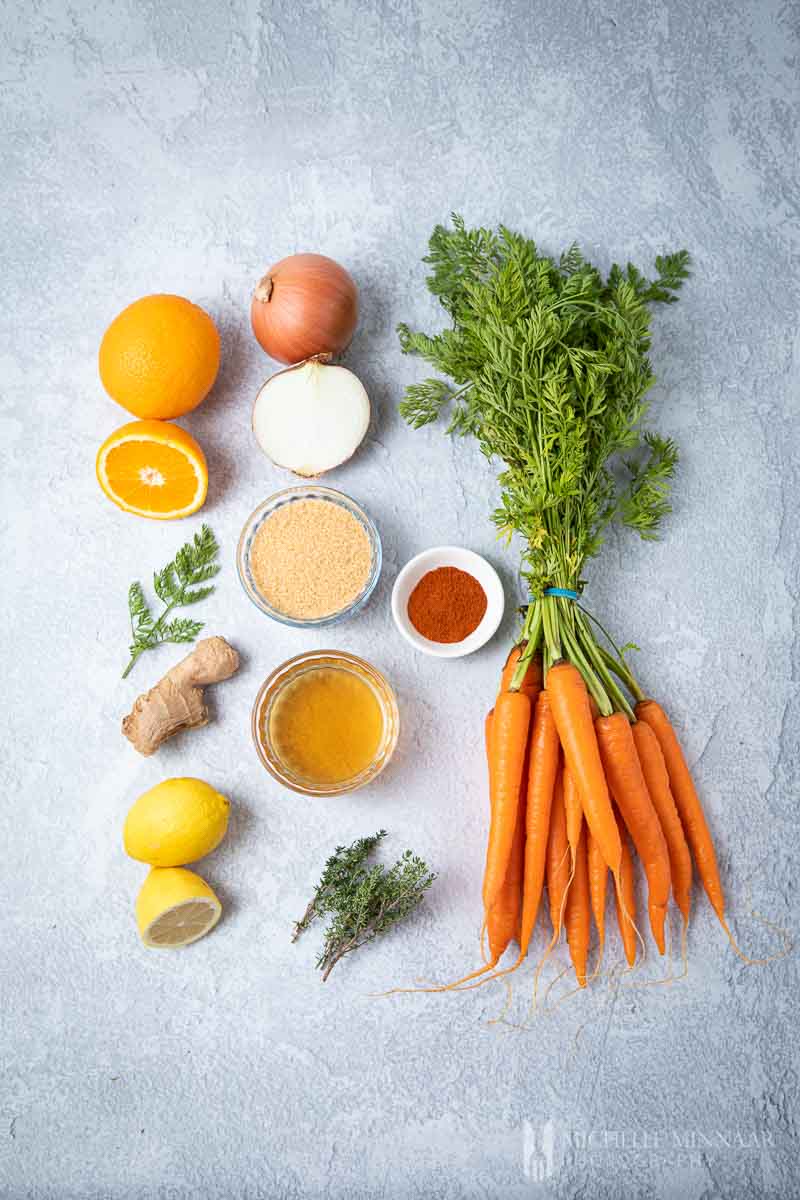 Ingredients to make carrot chutney 