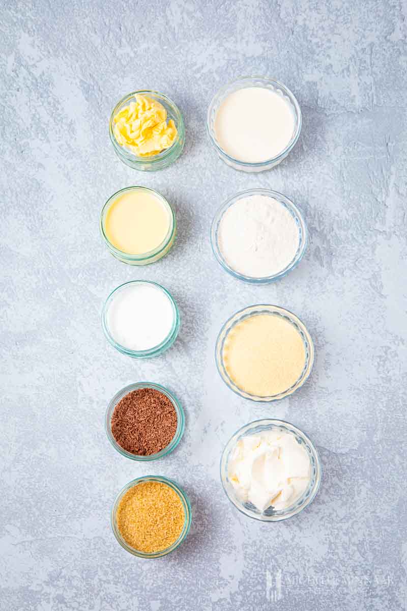 Ingredients to make Millionaire's cheesecake