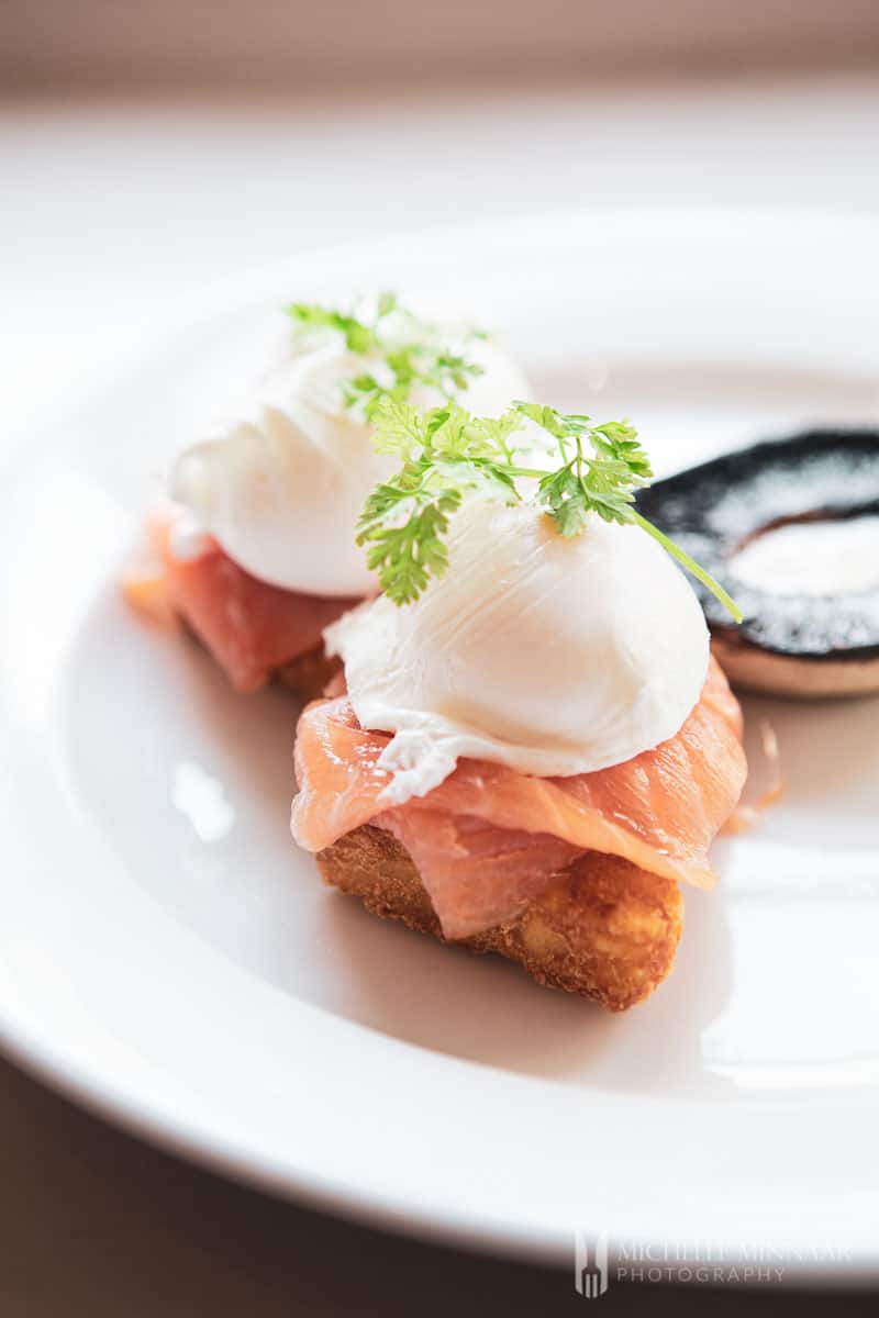 Egg and salmon on toast