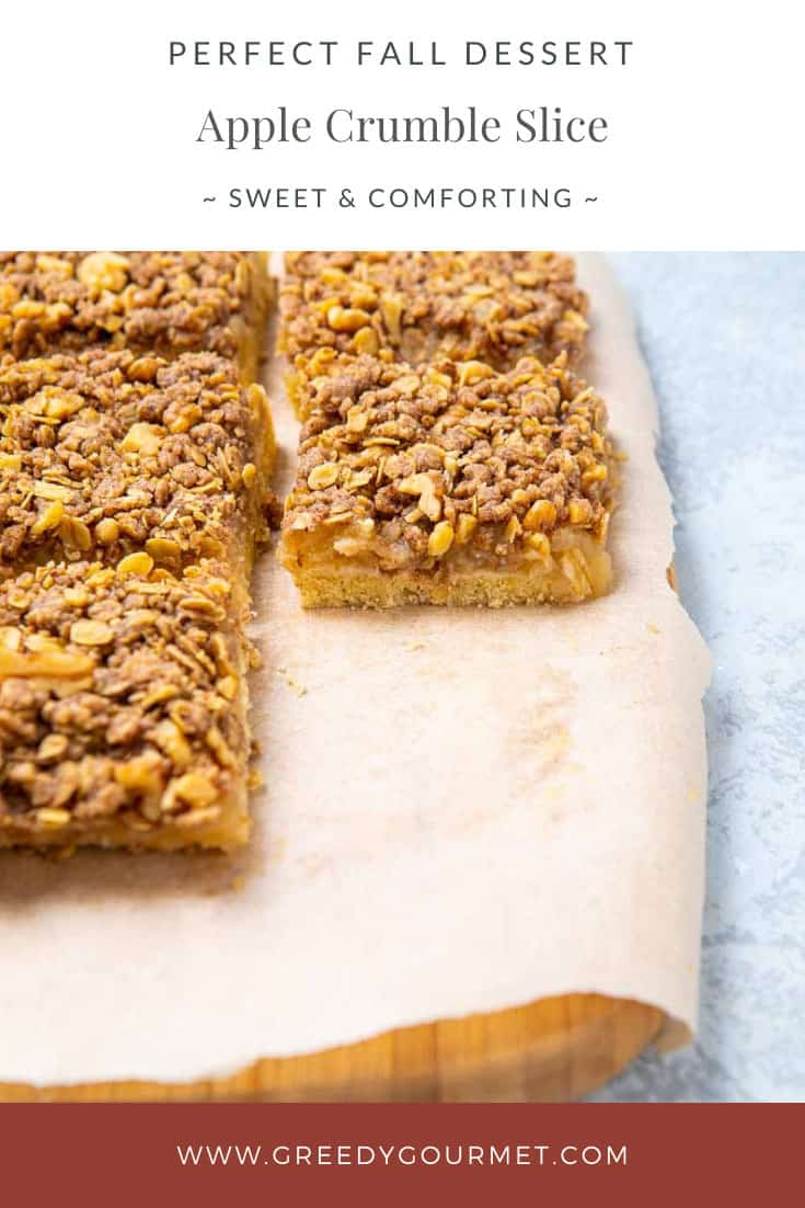 Slices of apple crumble slice