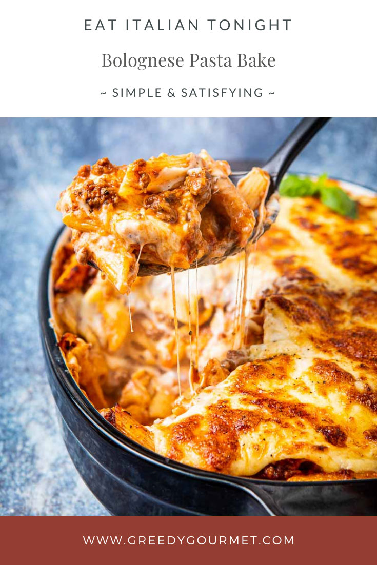 Spoonful of bolognese pasta bake