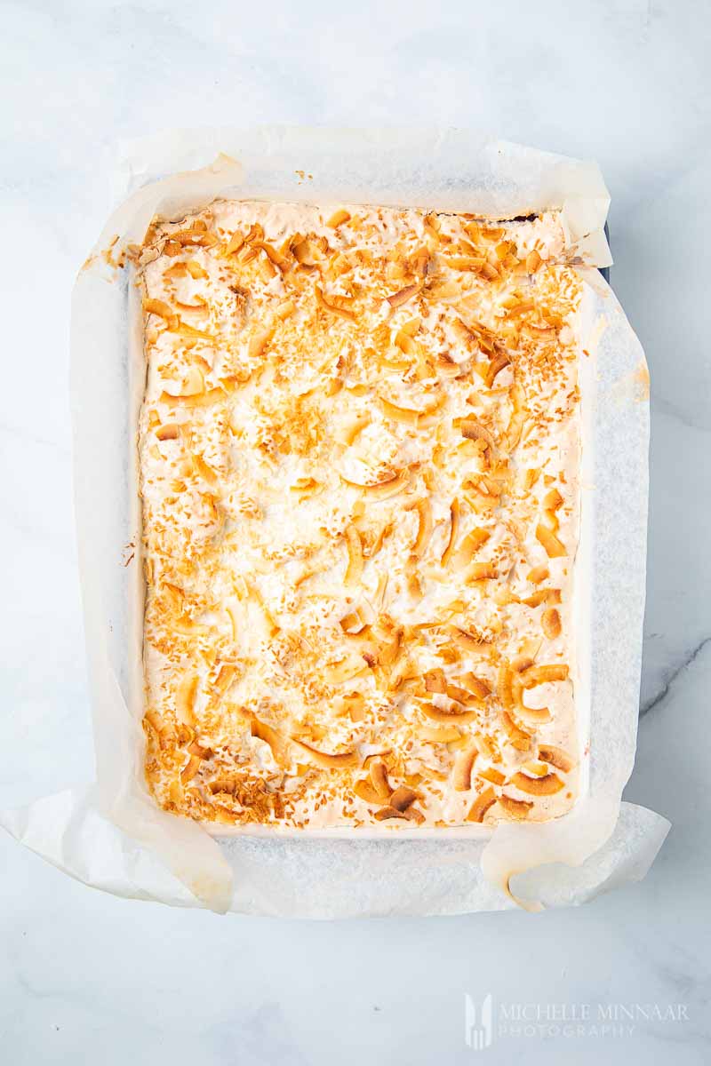 Toasted coconut layer