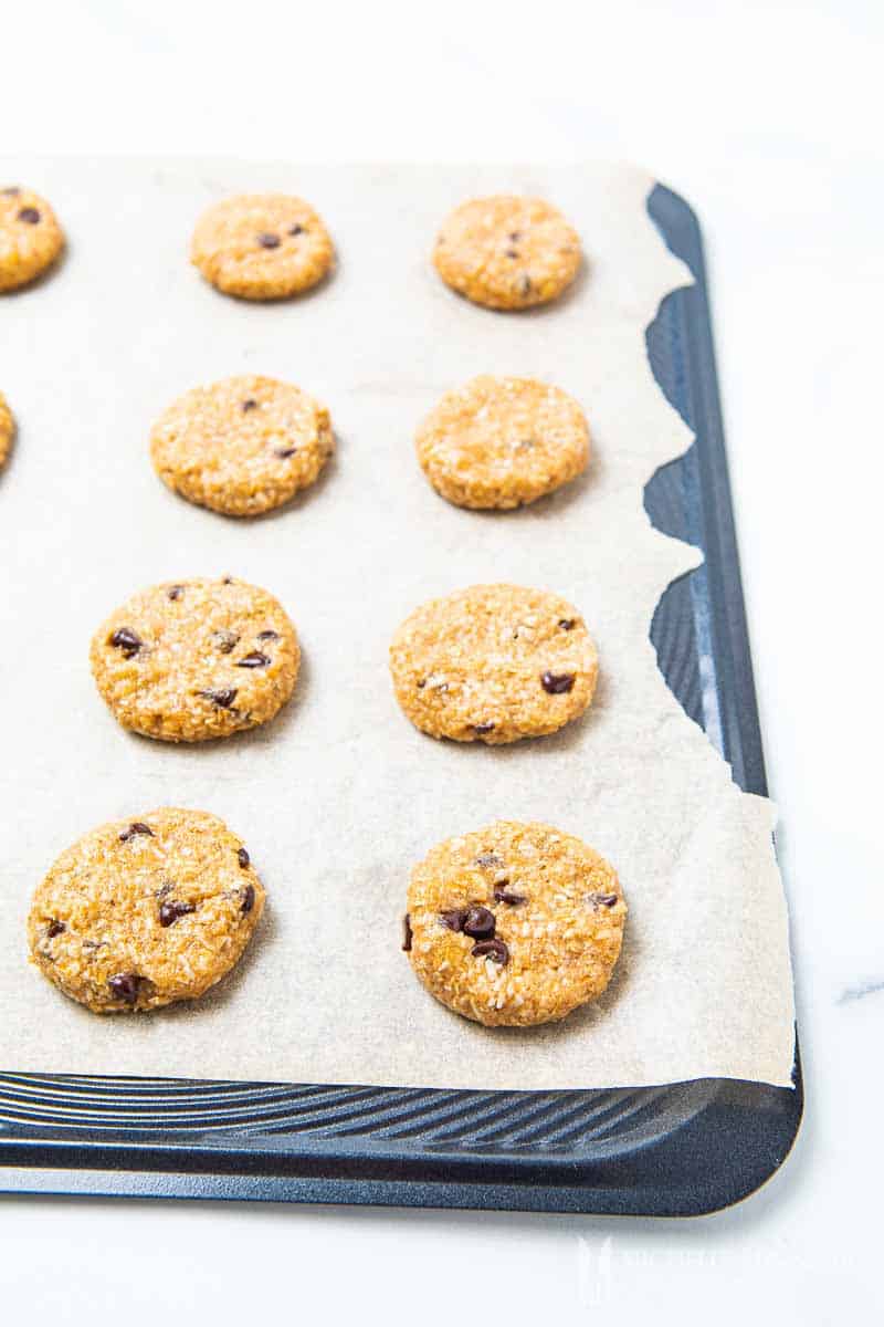 tray of uncooked Vegan Oat Cookies