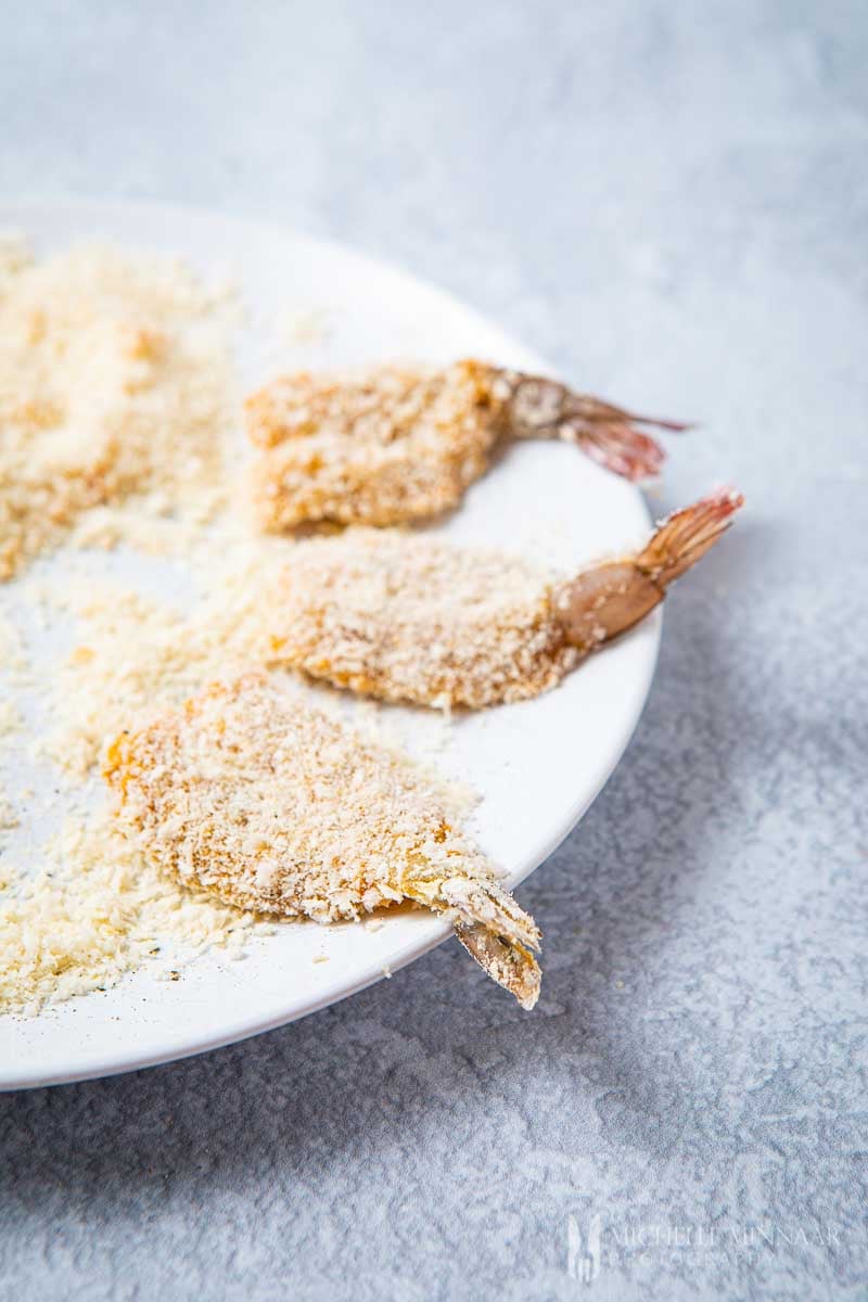 Breaded shrimp on a plate