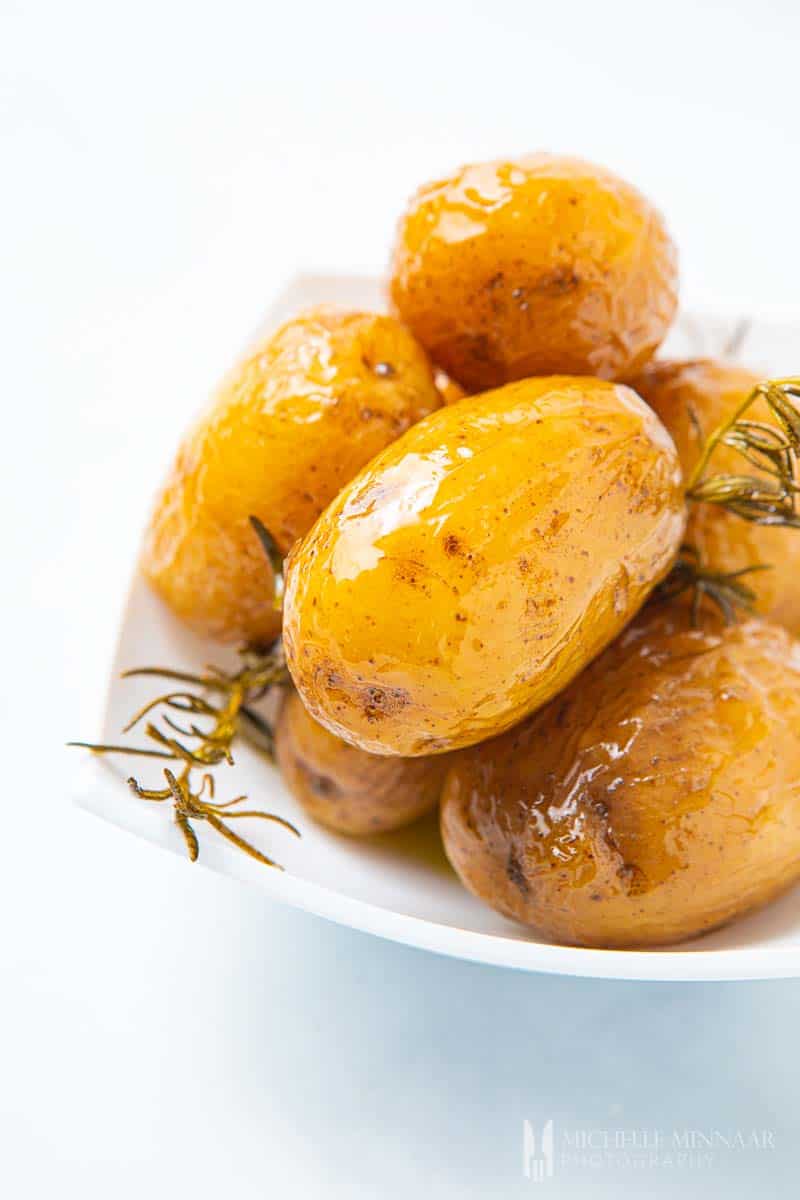 Plate of confit potatoes