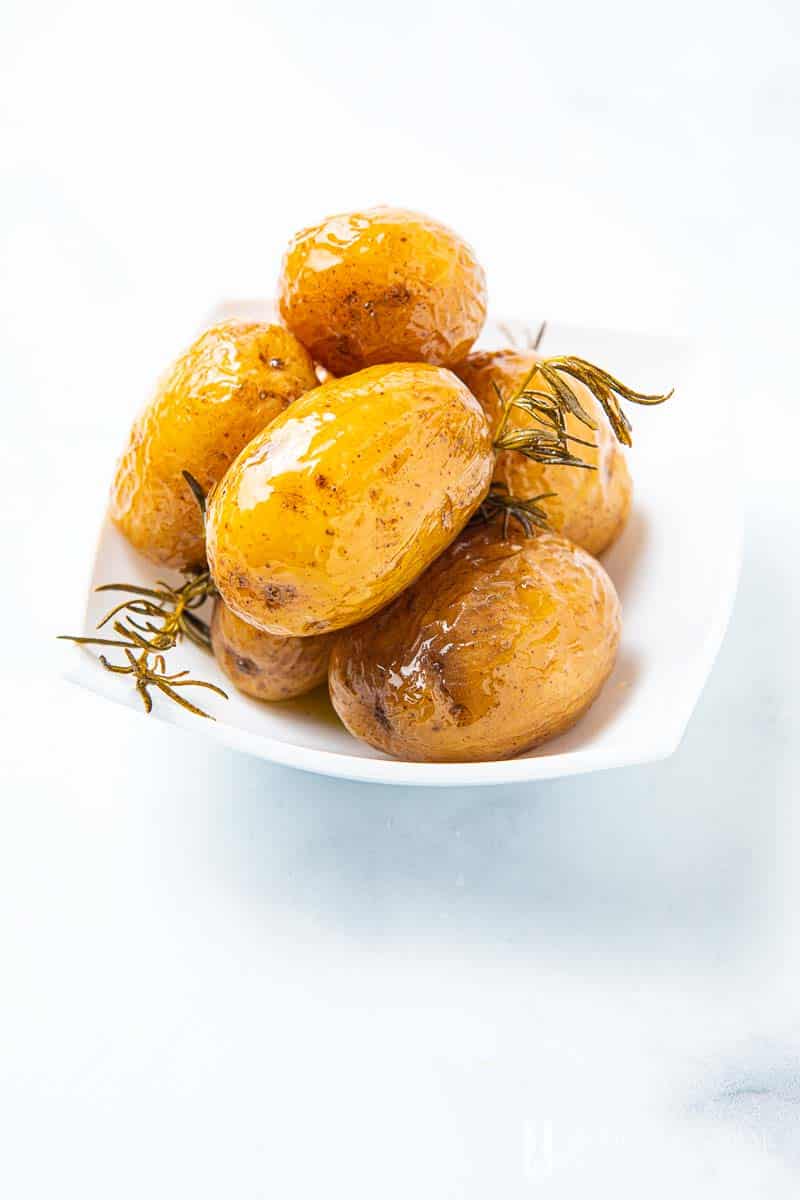 Glazed whole confit potatoes