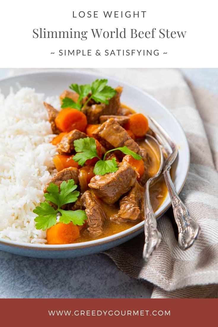 Bowl of slimming world beef stew and rice