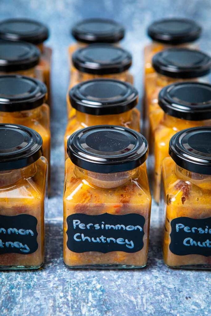 Jars of persimmon chutney