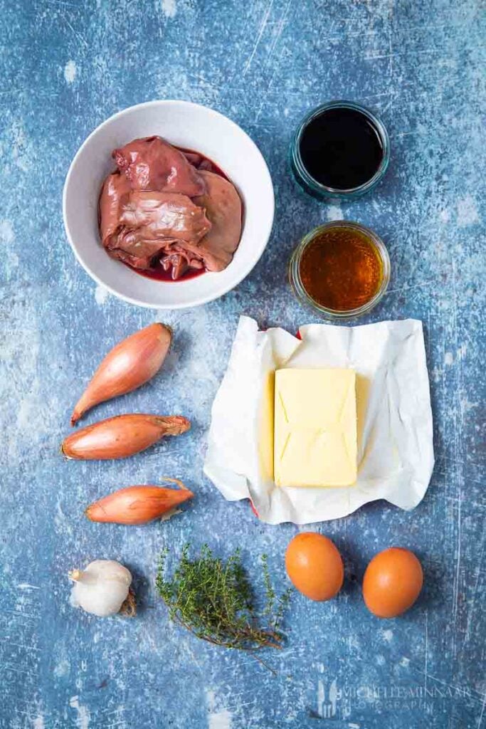 Ingredients to make duck liver parfait