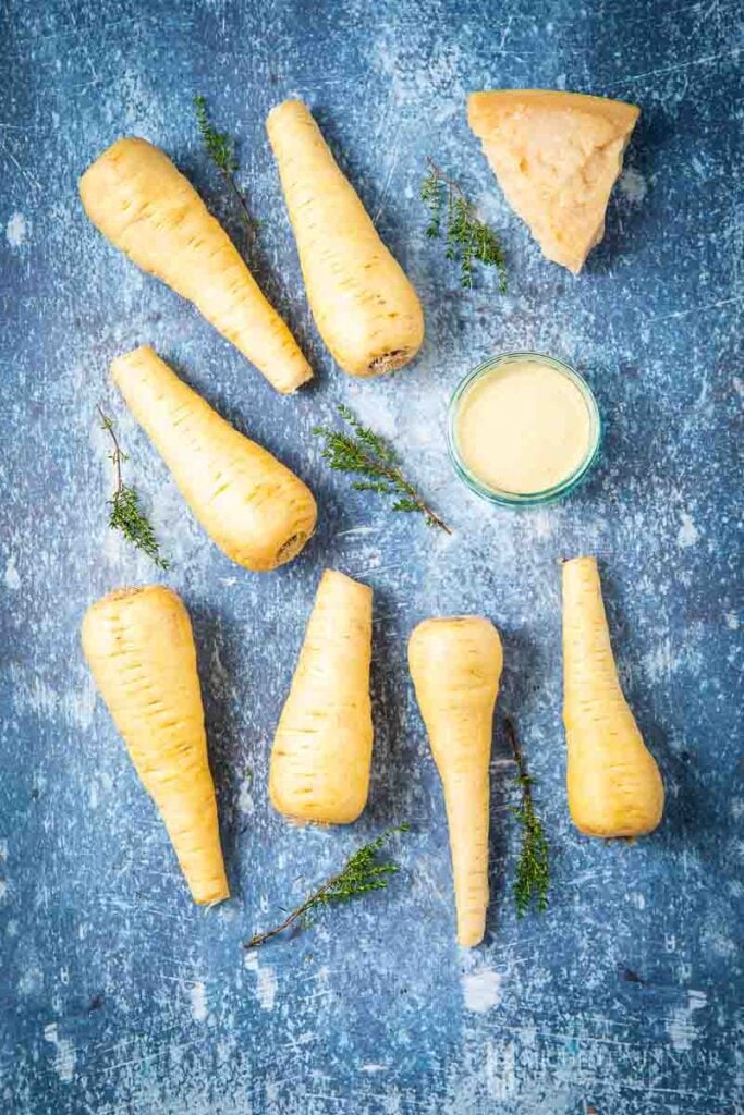 Ingredients to make parmesan parsnips