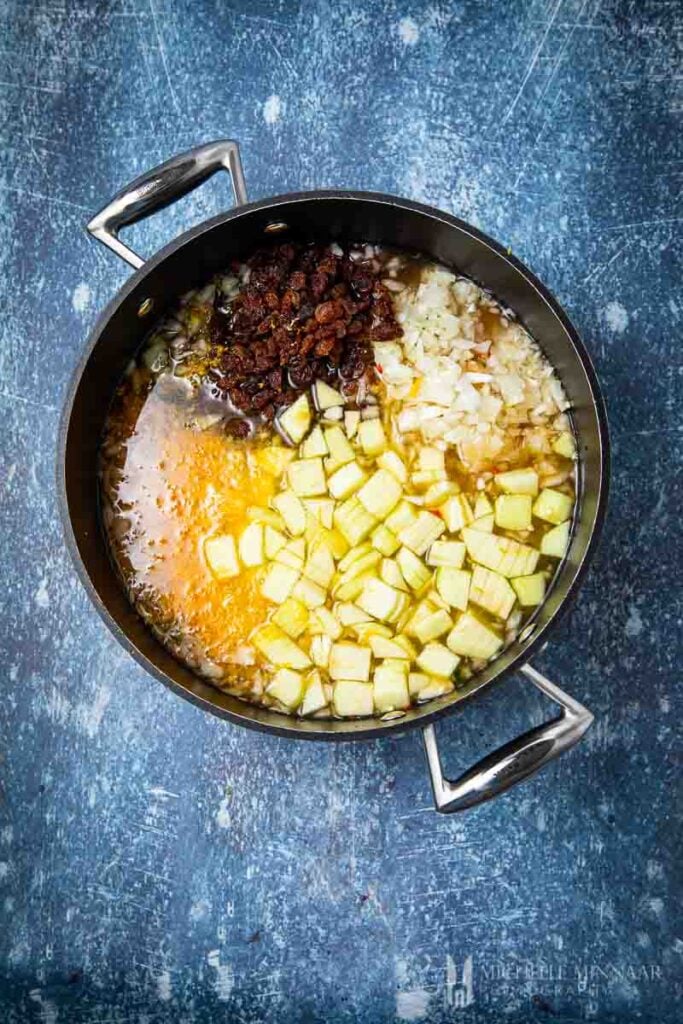 Ingredients in a saucepan