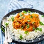 Plate of chicken chasni on white rice