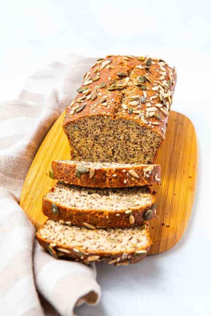 Loaf of chia bread sliced