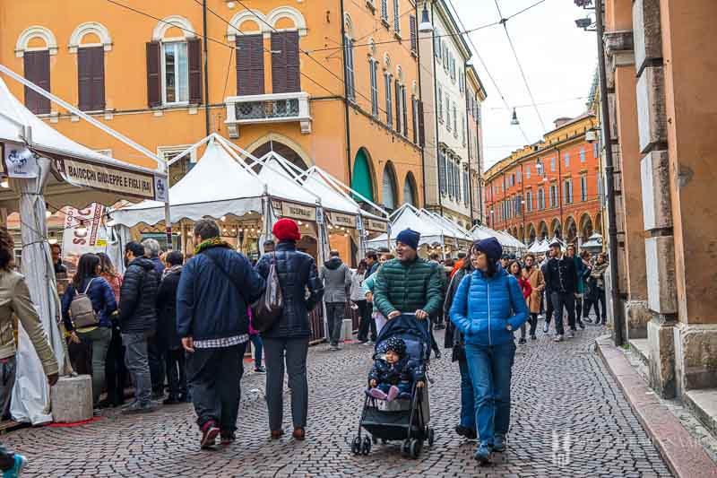 People visiting Modena's chocolate festival.