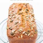 Loaf of baked chia bread with seeds