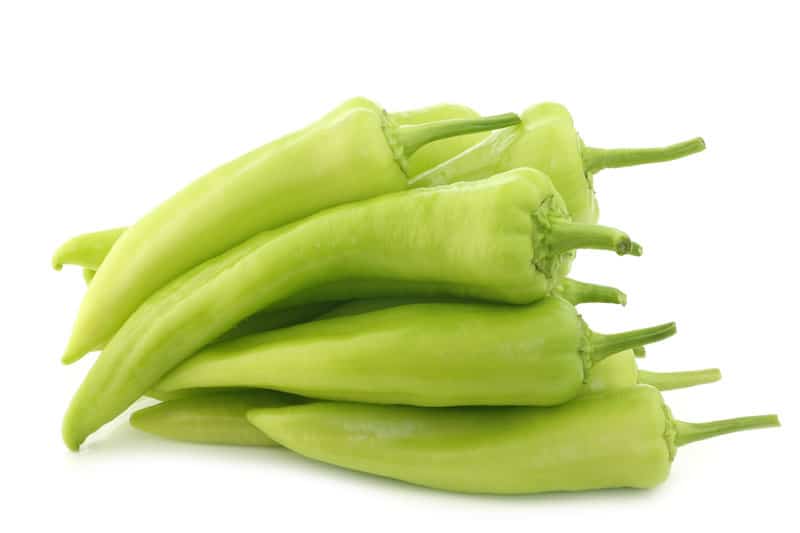 Bunch of green banana peppers